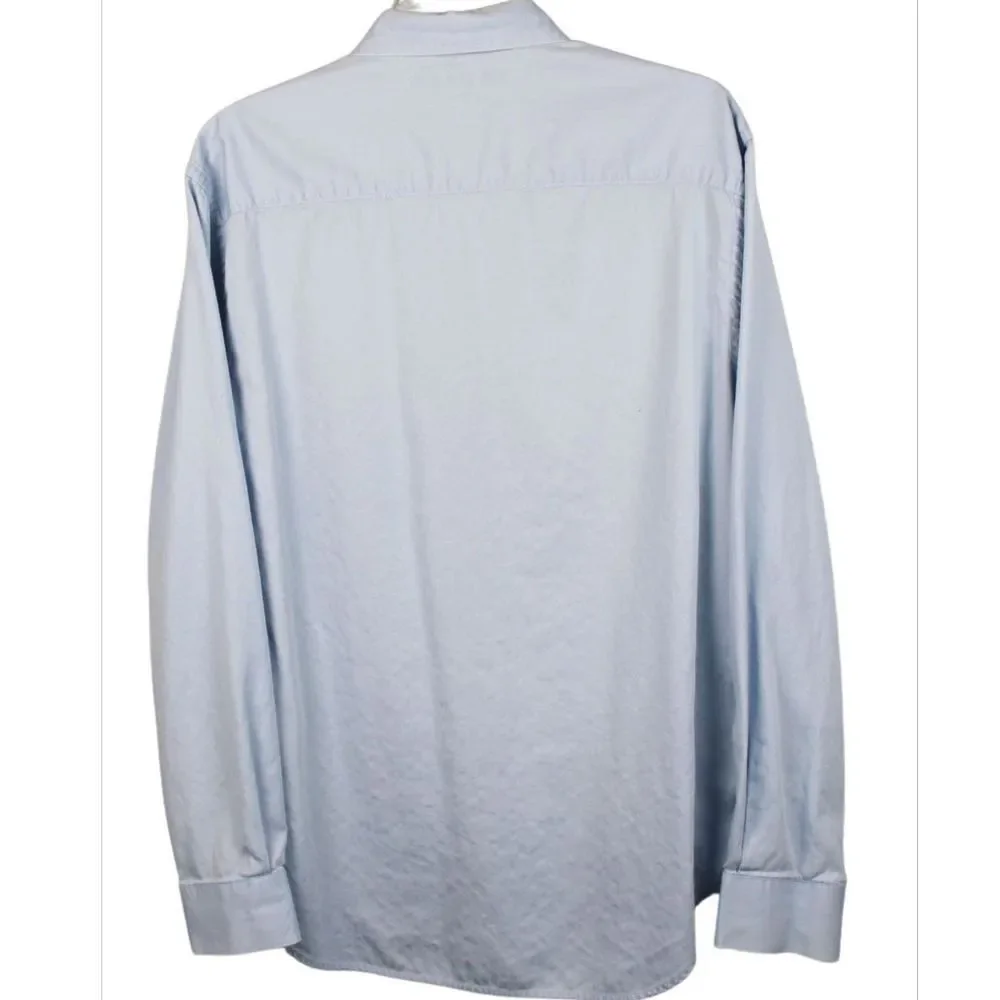 Perry Ellis Men's Long‎ Sleeve Collared Button Front Shirt, Light Blue, Size XL